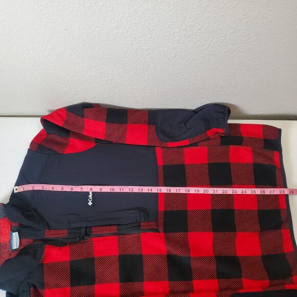 Columbia Sweater Weather 1/2 Zip Buffalo Plaid Red Black Sweatshirt Men's XL - Picture 10 of 10